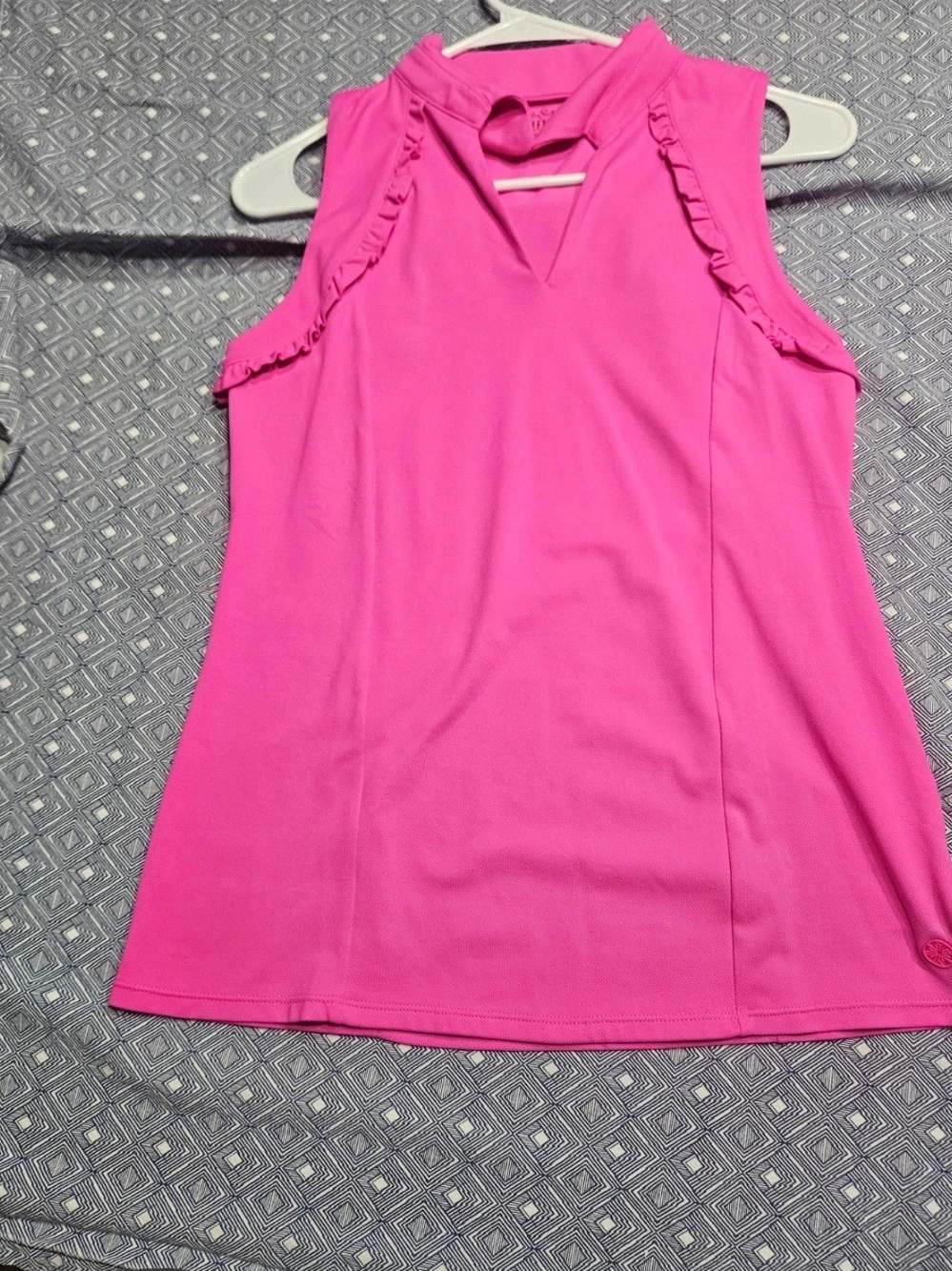 Lilly Pulitzer Hot Pink Sleeveless Ruffle V-Neck Tank